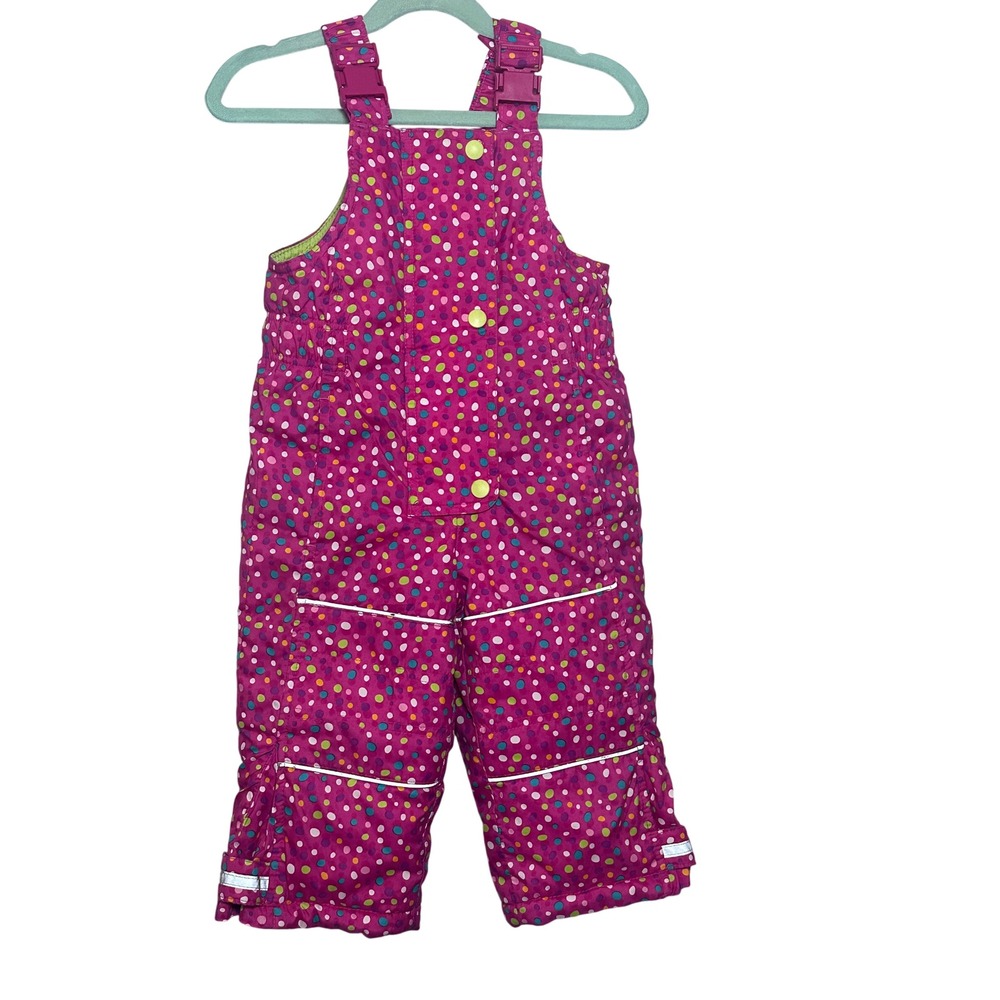 Hanna Andersson Kids Pink Polka Dot Snow Bib Overalls 18/24 Waterproof Insulated